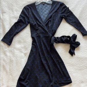 Ann Taylor Navy Blue Wrap Midi Dress